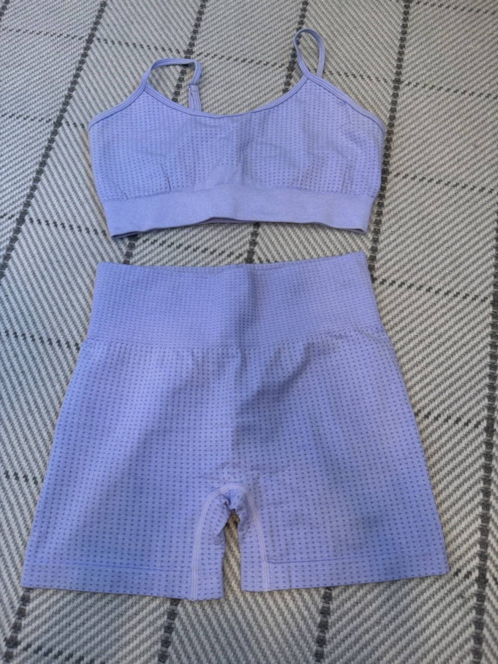 Seamless Lavender Active Set - Crop Tank & High-Waist Shorts
